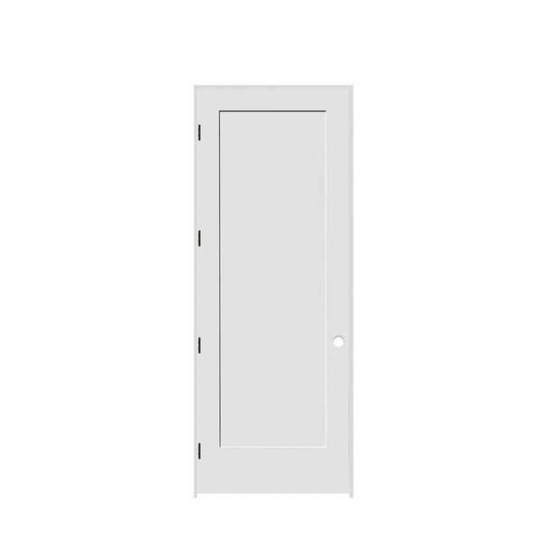 Trimlite 36" x 96" x 1-3/8" Primed 1-Panel Interior Shaker 4-9/16" RH Prehung Door with Matte Black Hinges 3080pri8401RH10B4916